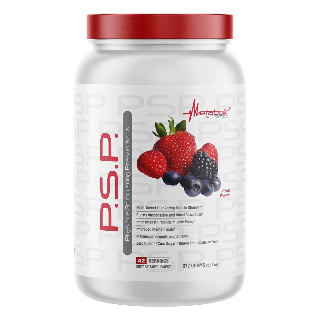 대사 영양 P.S.P. Physique 자극하는 PreWorkout 672g Zero Sugar Caffeine 무료 (Fruit Punch)