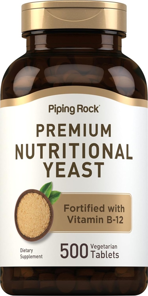 Piping Rock Nutritional Yeast Tablet | 500 알 약 | 비타민 B12 복합재로 지정 | Non-GMO 보충교재