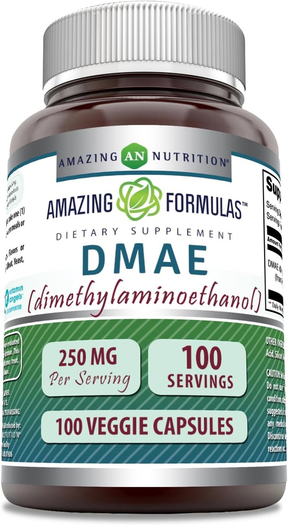 놀라운 수식 DMAE 보충 | 250 Mg | Veggie 캡슐 | Non-GMO | 글루텐 프리 | 미국 (1 팩, 100 개)