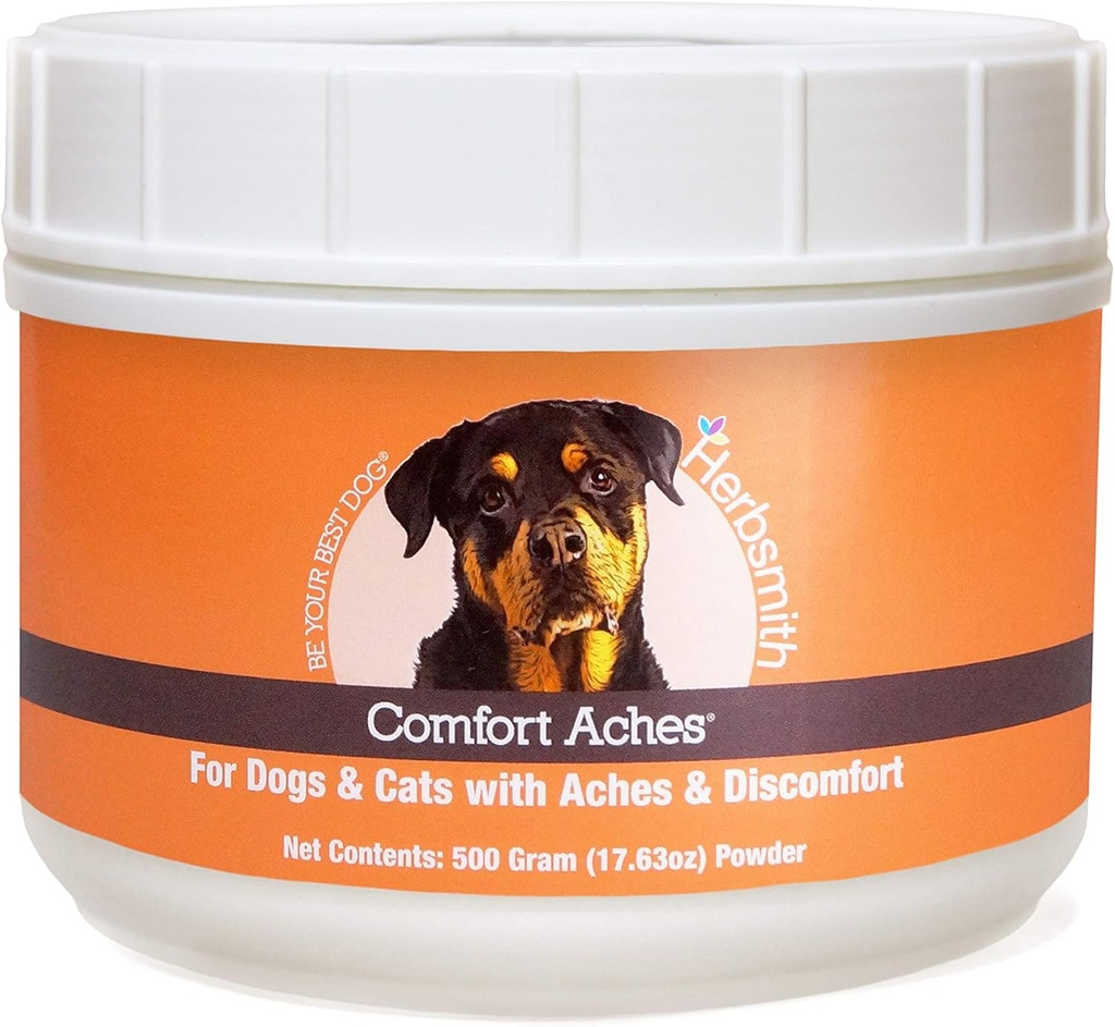 허브 smith Comfort Aches - 개 + 고양이를위한 초본 통증 완화 - 애완 동물 통증 + 통증 - 방염 - 500g 분말