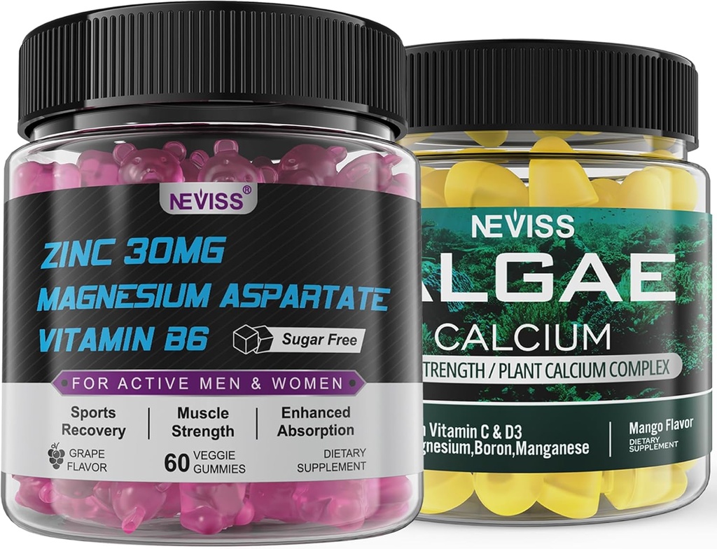NEVISS 조류 칼슘 Gummies 아연과 마그네슘 보충