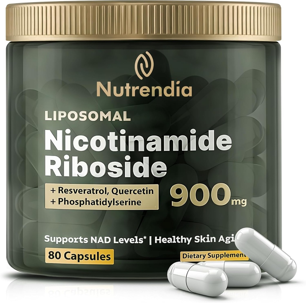 Resveratrol & Quercetin NAD+를 가진 NAD+ Liposomal Nicotinamide Riboside – 노화 방지를 위한 우수한 보충교재, 강화된 에너지, 개량된 초점, 세포질 지원 – 80 높 순수성 캡슐 900mg