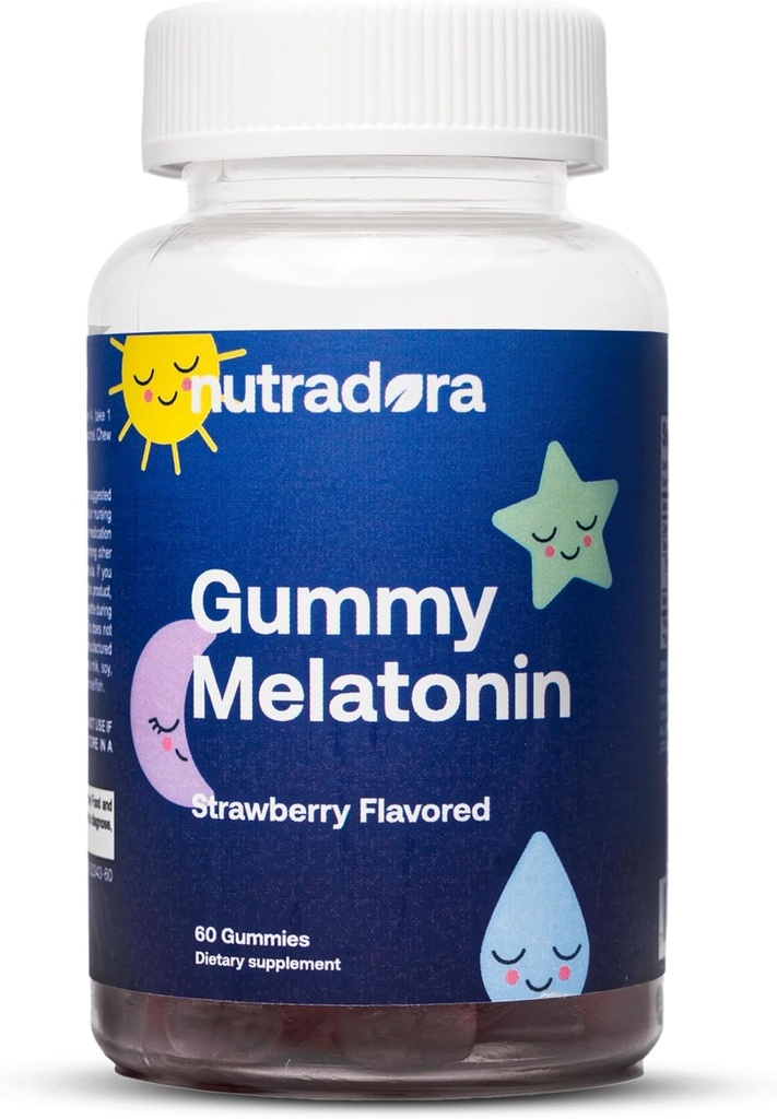 Melatonin Kids Sleep Gummies - 어린이 및 성인을위한 수면 Gummies는 Sleep, Wake Cycle, Relaxation, Enhanced Sleep Excellence, Strawberry flavor, Made in USA, 60 Gummies를 규제합니다.