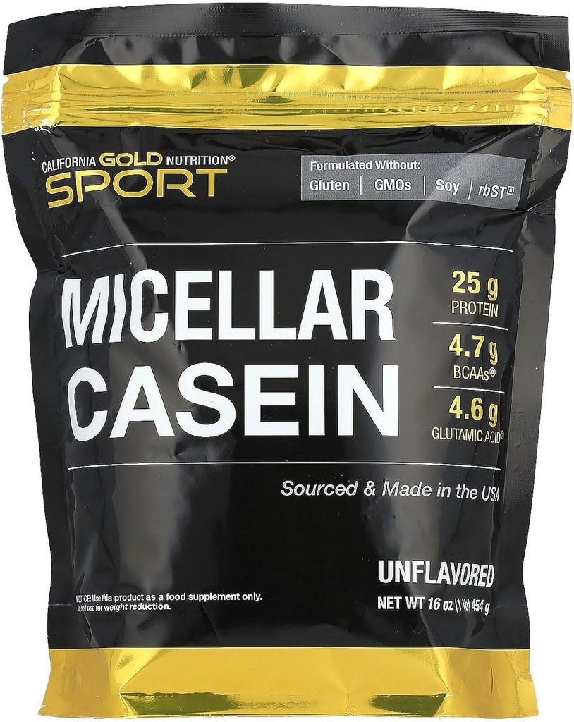 캘리포니아 골드 영양 스포츠, Micellar Casein, Unflavored, 느린 흡수, 16 oz (454 g)