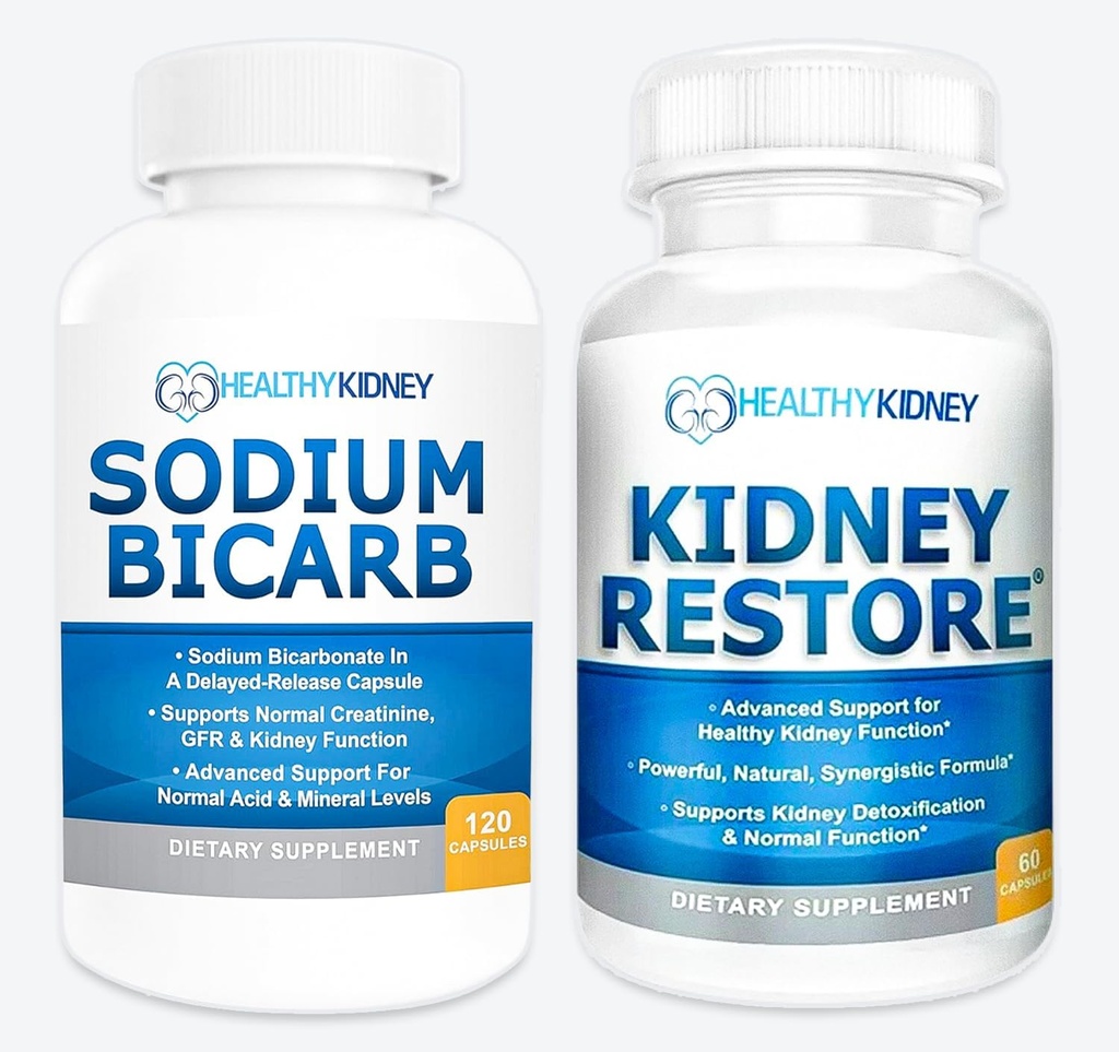 Kidney Restore & Sodium Bicarb 2 Pack Kidney Cleanse 천연 보충 나트륨 중탄산염 버퍼 산 Naturally
