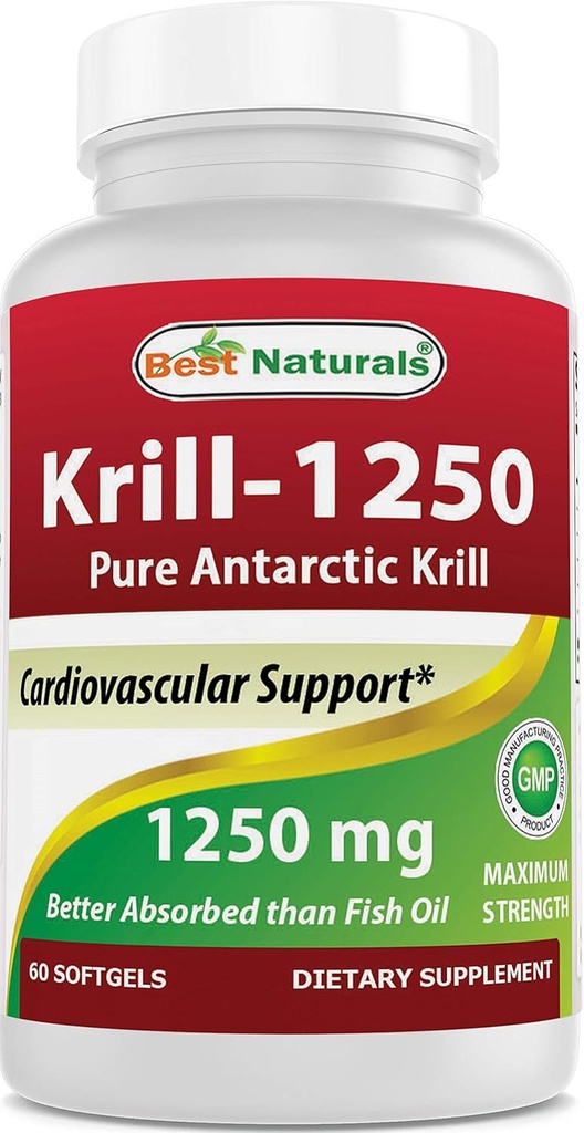 Omega-3s EPA, DHA 및 Astaxanthin 60 Softgels를 가진 제일 자연적인 순수한 남극 Krill 기름 1250 mg (Triple 힘)