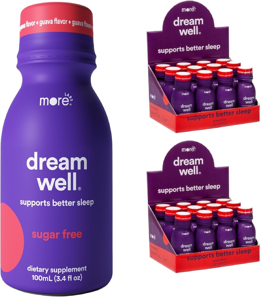 More Labs Dream Well, 5MG Melatonin Holistic Sleep 음료 솔루션, 5HTP, 레몬 Balm, Jujube Seed, 글리신 (24 팩)과 함께 비하 비트 형성