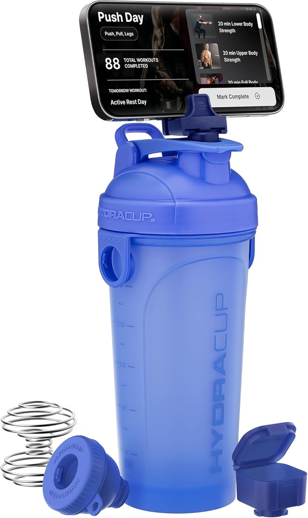 Hydra Cup JailBreak Bottle (1st Generation) - 무료 쉐이커 | 시계 및 기록 내용으로 사용 | Mixes Shakes | 전화 클립, 알약 용기, 깔때기, 셰이커 병 및 듀얼 믹서 포함