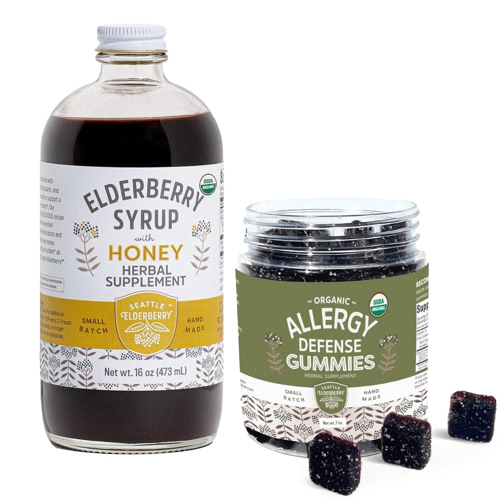 초본 보충교재 시럽 & Gummies 뭉치 – 미국에 있는 유기 성분에게서 한 꿀 & 7oz 본래 Elderberry Gummies를 가진 Elderberry Syrup의 16oz 병