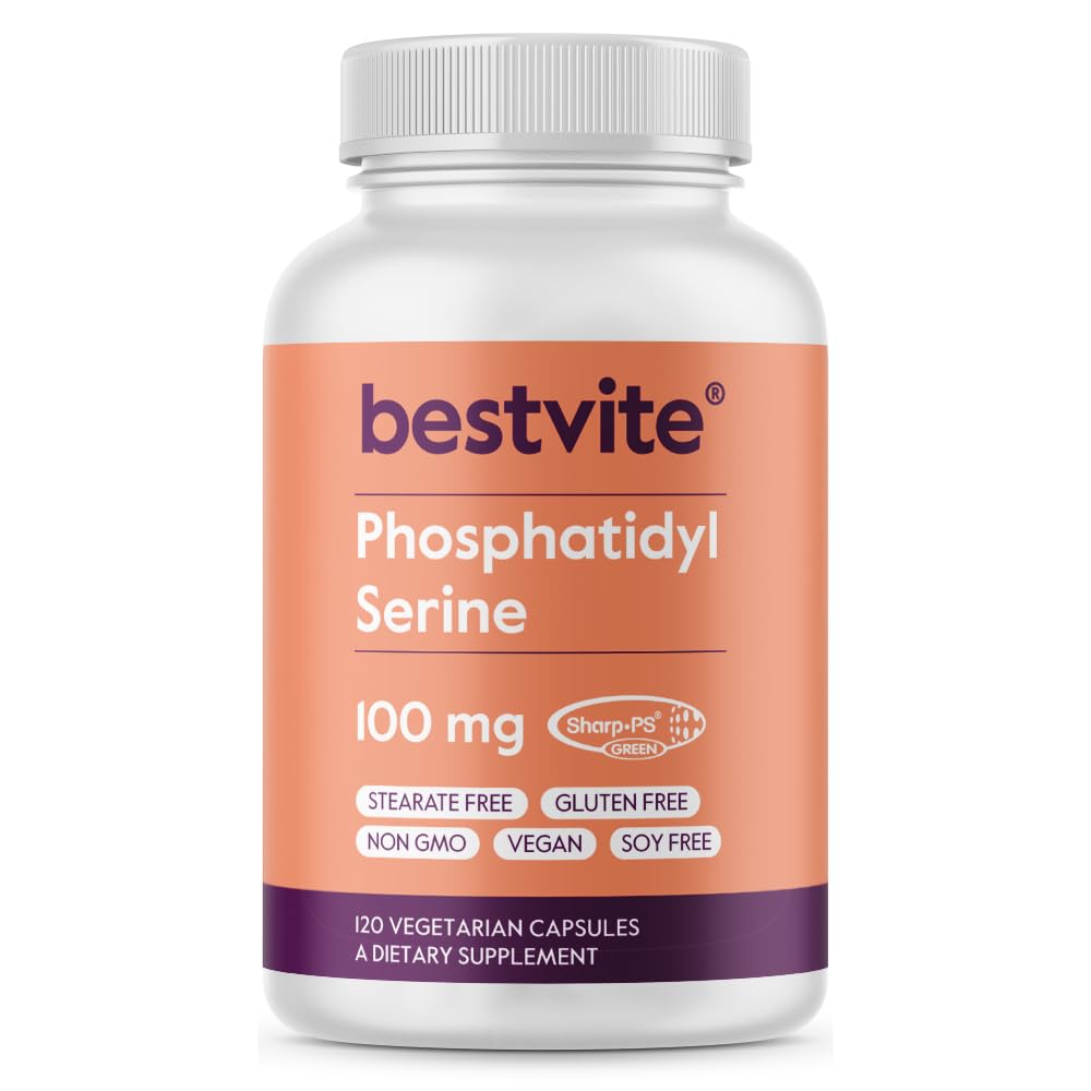BestVITE Phosphatidylserine 캡슐 당 100mg (120 채식 캡슐) 샤프 PS® 녹색 - 특허 및 임상 시험 - Stearate Free - Soy Free - 글루텐 무료 - Vegan - Non GMO