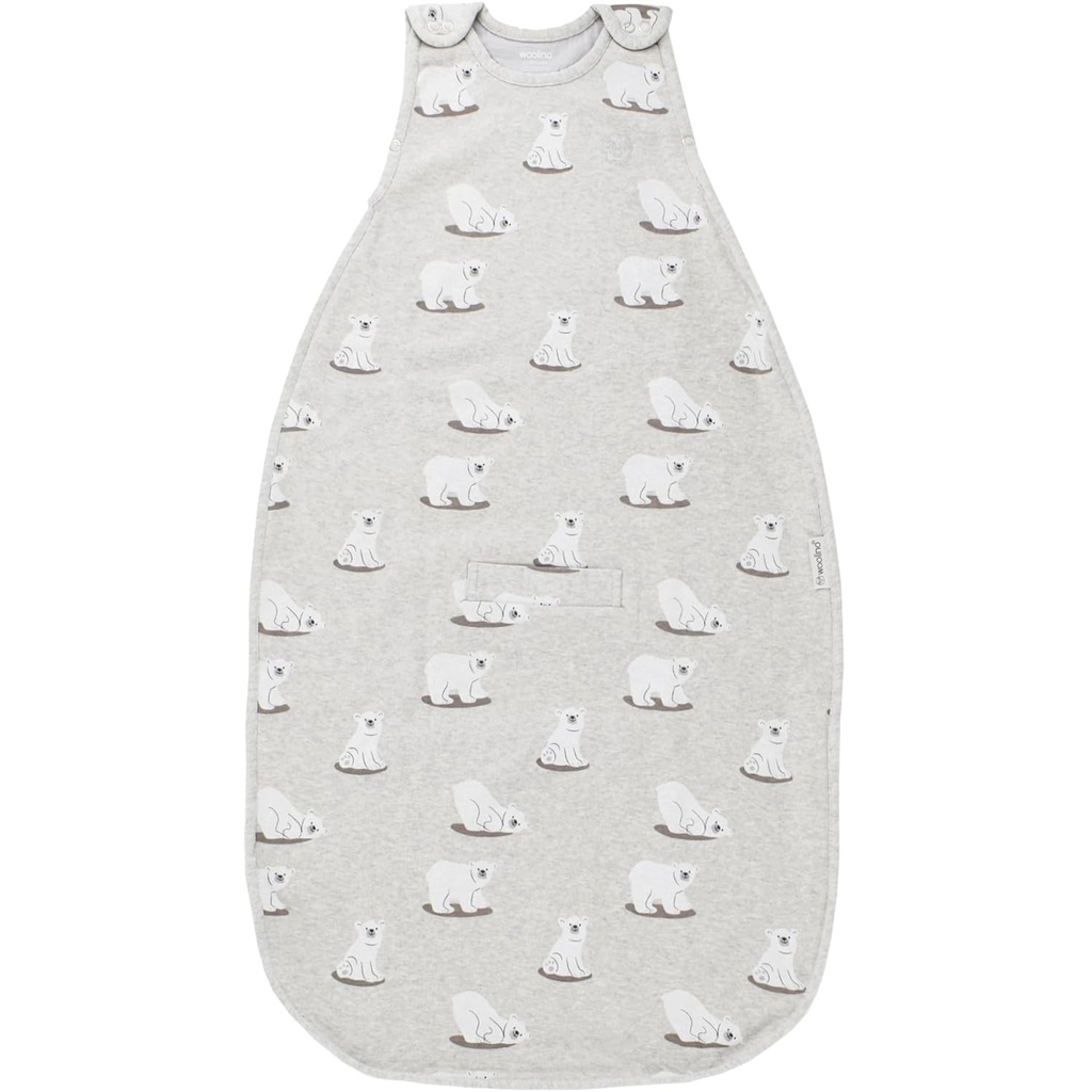 Woolino 4 Season Sleep Sack - Ultimate Merino Wool 및 Organic Cotton Sleeping Bag - 아기를위한 2 웨이 지퍼 조절 가능한 보편적 인 크기 수면 부족 (2-24 개월) - Polar Bear