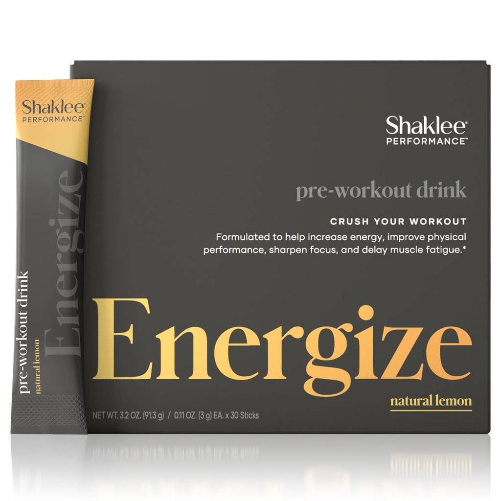 Shaklee - 성능 사전 운동 에너지 음료 - 녹차 추출물 레몬 맛 - 에너지 부스트 - 베타 알라닌 & L-theanine - 100mg 카페인, 800mg 베타 알라닌 및 100mg L-theanine - 30 서빙