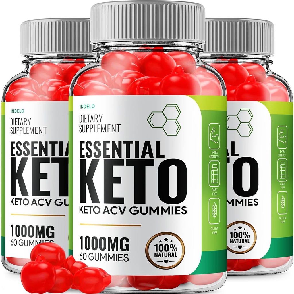 (3 팩) 에센셜 케토 ACV Gummies - 고급 공식 Essential Keto + ACV Weight Management Gummies Apple Cider Vinegar Keto Essential Dietary 보충 리뷰 비타민 B12 B6 (180 Gummies)