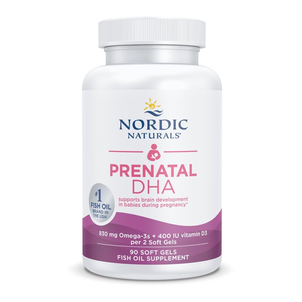 Nordic Naturals Prenatal DHA, Unflavored - 90 Soft Gels - 830 mg Omega-3 + 400 IU 비타민 D3 - 임신 중 아기의 뇌 발달 지원 - 비 GMO - 45 서빙