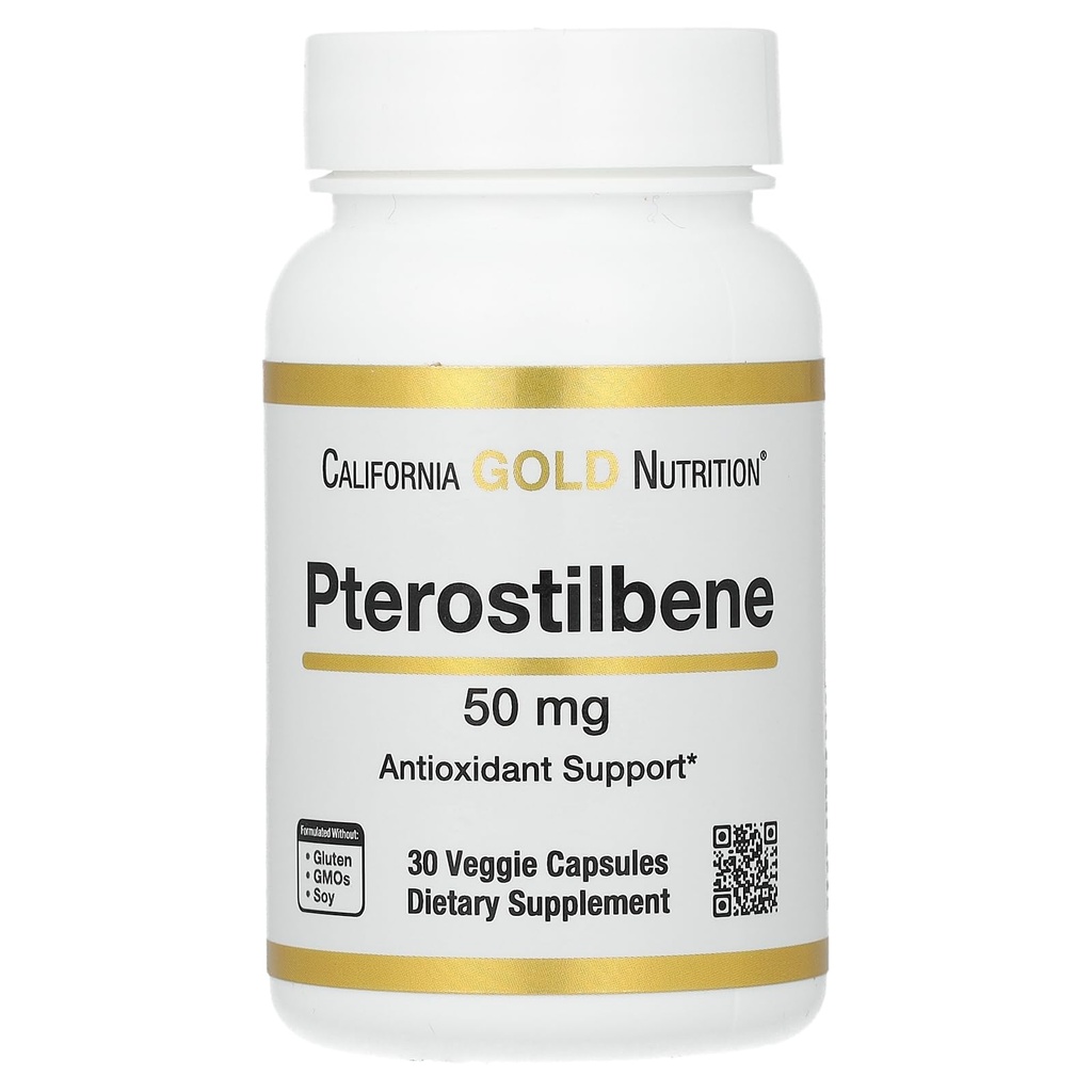 캘리포니아 골드 영양 Pterostilbene, 50 mg, 30 Veggie 캡슐