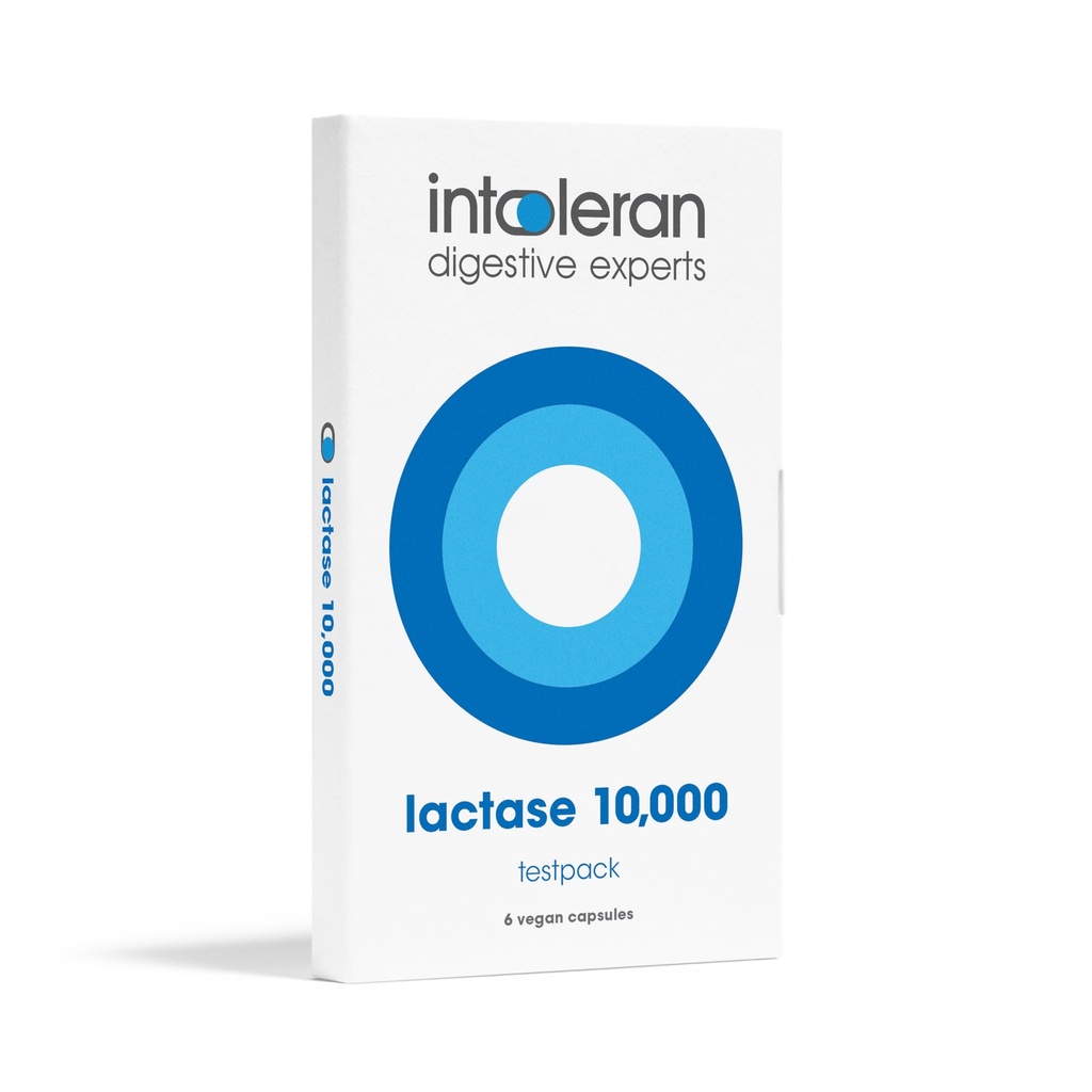 Intoleran Lactase 10,000 소화 효소 테스트 팩 - 6 캡슐 | Lactose Intolerance의 보충 | Lactase Enzyme 도움 Digest Dairy & Lactose | 높은 투약 및 빠른 행동 | Vegan | 낮은 FODMAP