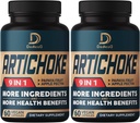 Artichoke 추출물 캡슐 6650mg 4-Month 공급 - Digestion, Immune 건강 & 몸 균형 - 결합된 9 허브 Papaya, Apple Pectin, Ginger & 더 많은 것 - 비 GMO 2 팩 60 캡슐