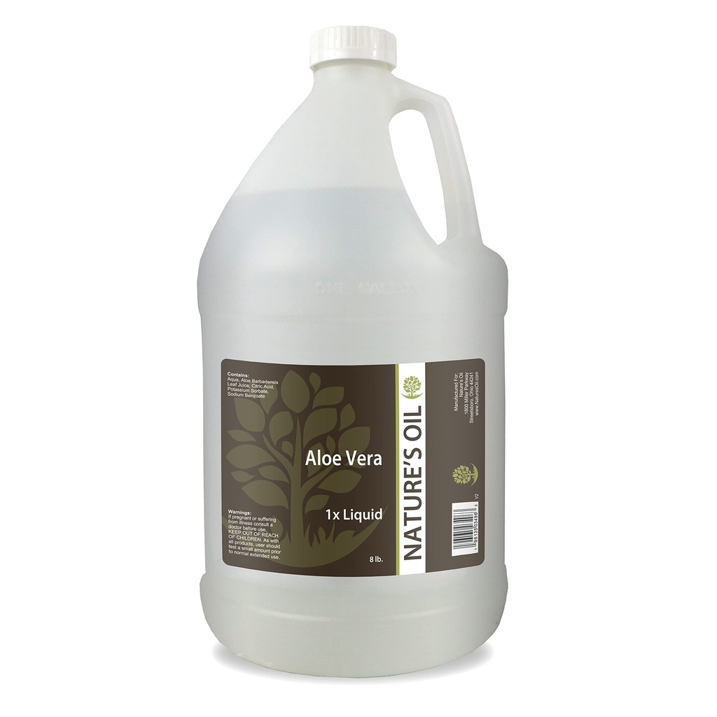 자연의 기름 알로에 Vera 액체 1x, 8lbs (1개 갤런) 피부 관리를 위한 순수한 알로에 추출물, 머리 배려 및 DIY 개인적인 배려