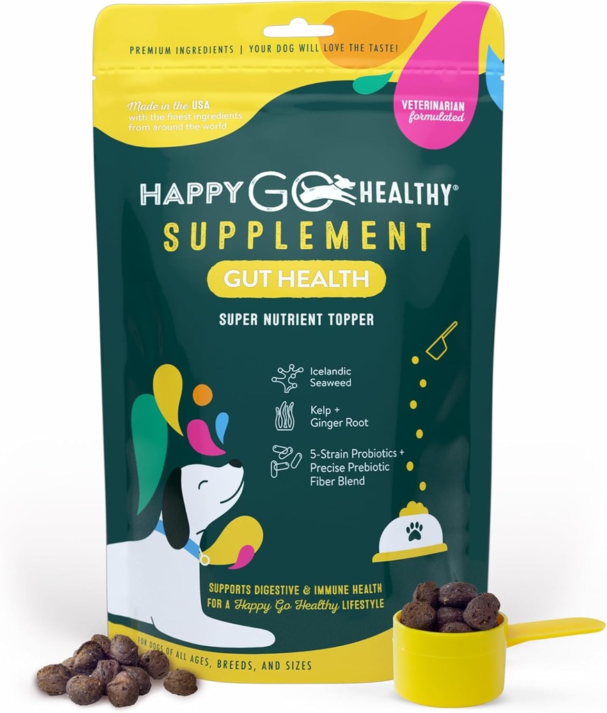 Dog Gut Health Probiotics 보충 | 강아지와 강아지를 위한 소화 건강 및 면역 체계 지원 | 모든 천연 성분 맛있은 Kibble Dog Food Topper | 60 개 팩