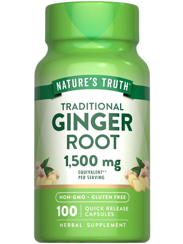 자연의 진실 생강 뿌리 캡슐 | 1,500mg | 100 개 | 생강 뿌리 추출물 | 비 GMO 및 글루텐 무료 보충