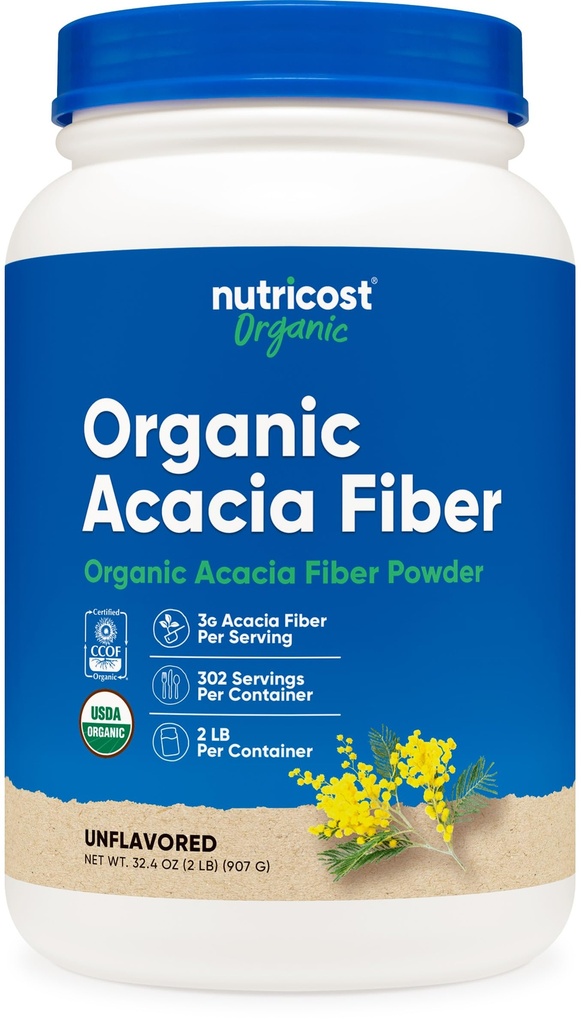 Nutricost 유기 Acacia 섬유 분말 (2 LB) - USDA 인증 유기, 비 GMO, 글루텐 무료