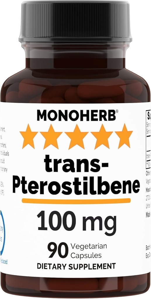 MONOHERB Trans-Pterostilbene 캡슐 당 100 mg - 90 채식 캡슐