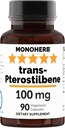 MONOHERB Trans-Pterostilbene 캡슐 당 100 mg - 90 채식 캡슐