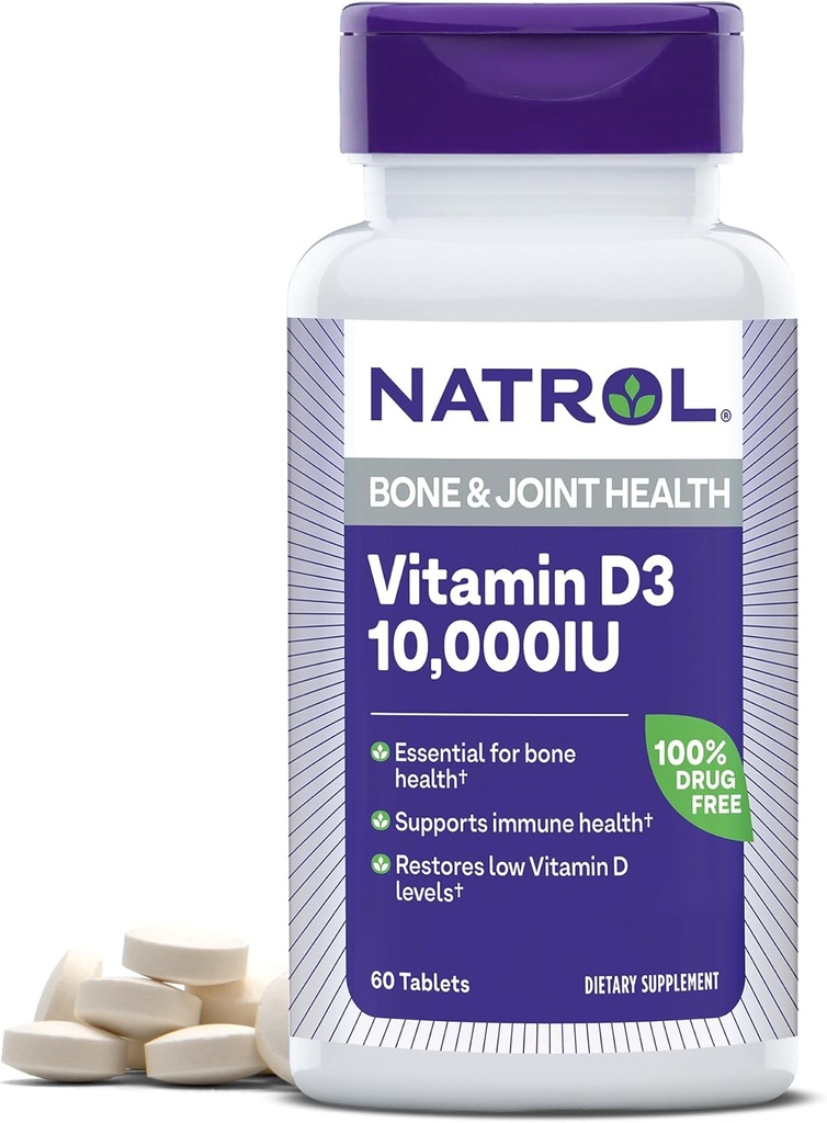 Natrol 비타민 D3 10,000 IU 정제, 면역력을 지원, 60 조사