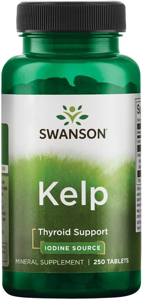 Swanson 프리미엄 브랜드 Kelp - 자연적인 Iodine 근원 지원 Thyroid 건강 - 무기물 보충교재 w/Iodine 근원 표준화된 0.4% - (250의 정제, 각각 225mcg)