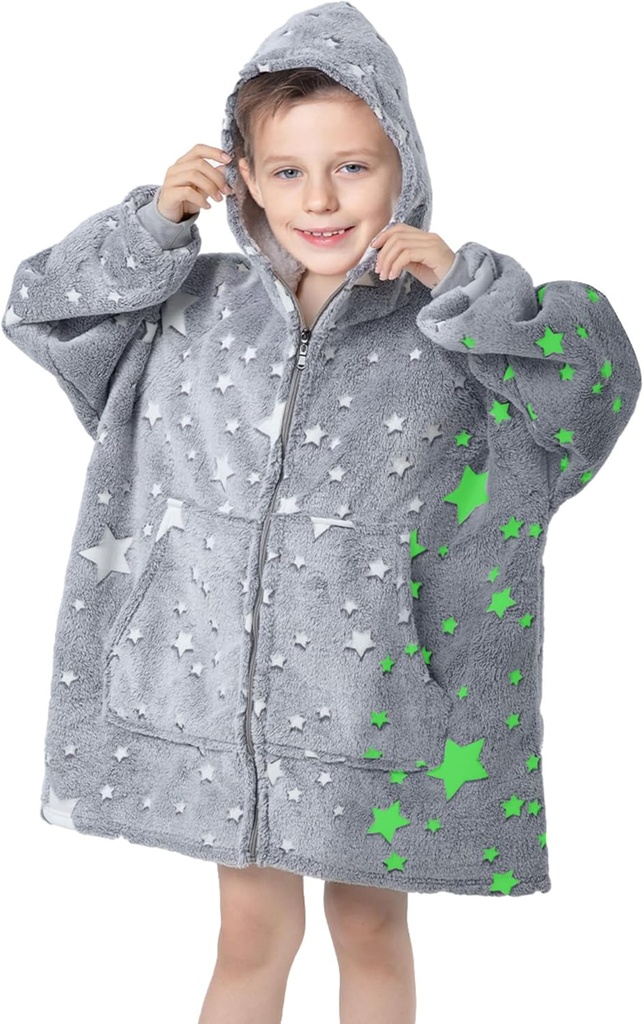 MeMoreCool 착용할 수 있는 담요 아이 담요 까마귀, 두건 담요 아이 Comfy 담요 스웨터, 두건을 가진 유아 담요