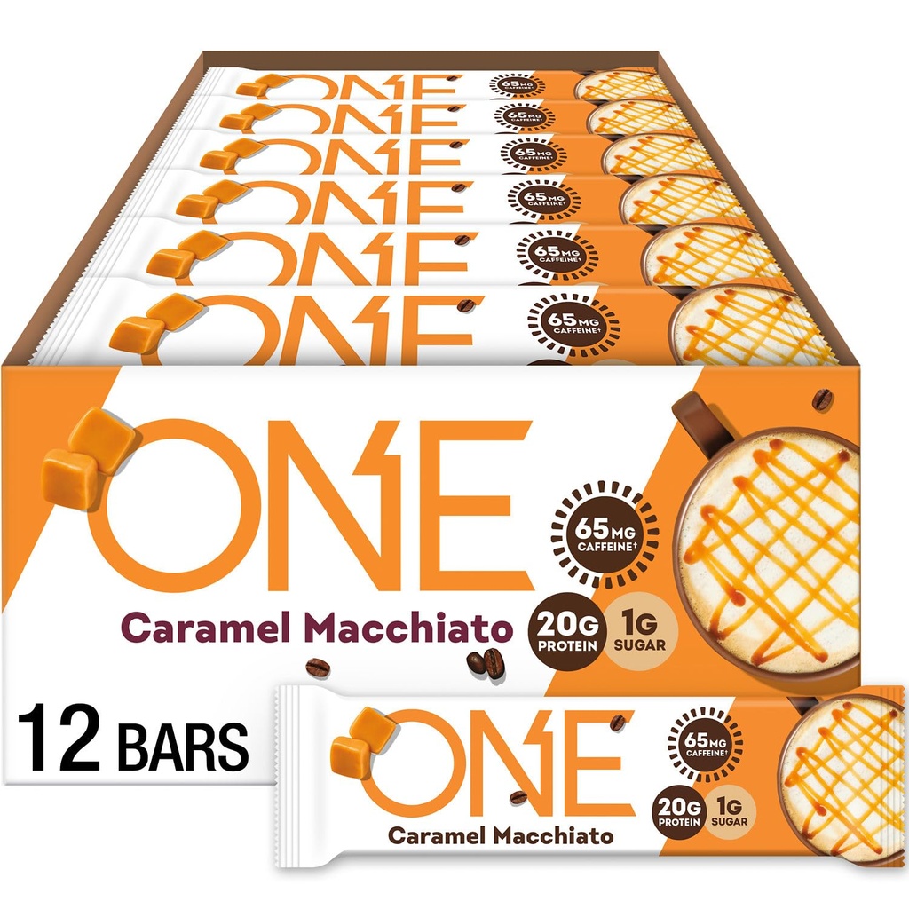 1개의 커피숍은 단백질 막대기, Caramel Macchiato, 20g 단백질과 Caffeine 에너지, Pantry Staples, 2.12 oz (12 조사), 포장 May Vary의 65mg를 가진 글루텐 해방합니다