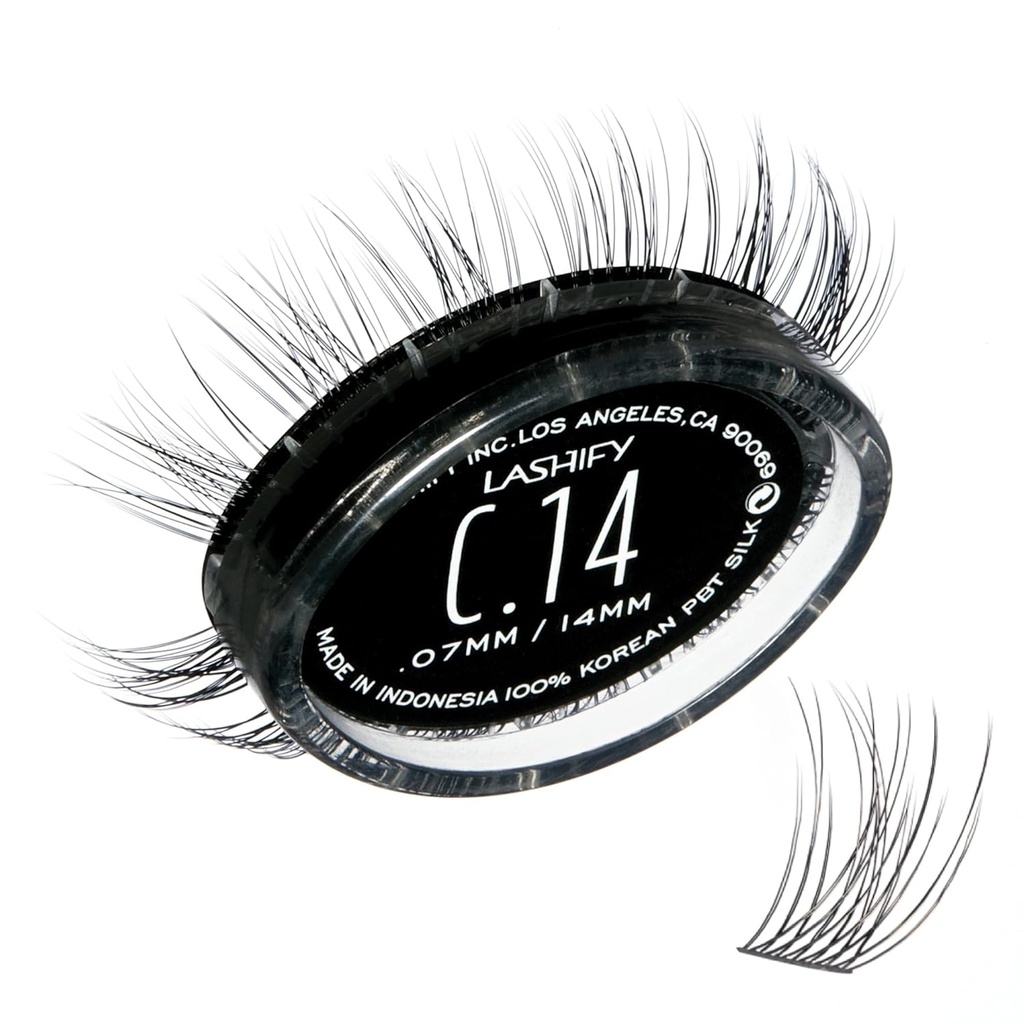 Lashify Curl 14mm Gossamer DIY 속눈썹 연장 보충물, 검정, 자연적 보기를 위한 쉬운 발진 속눈썹