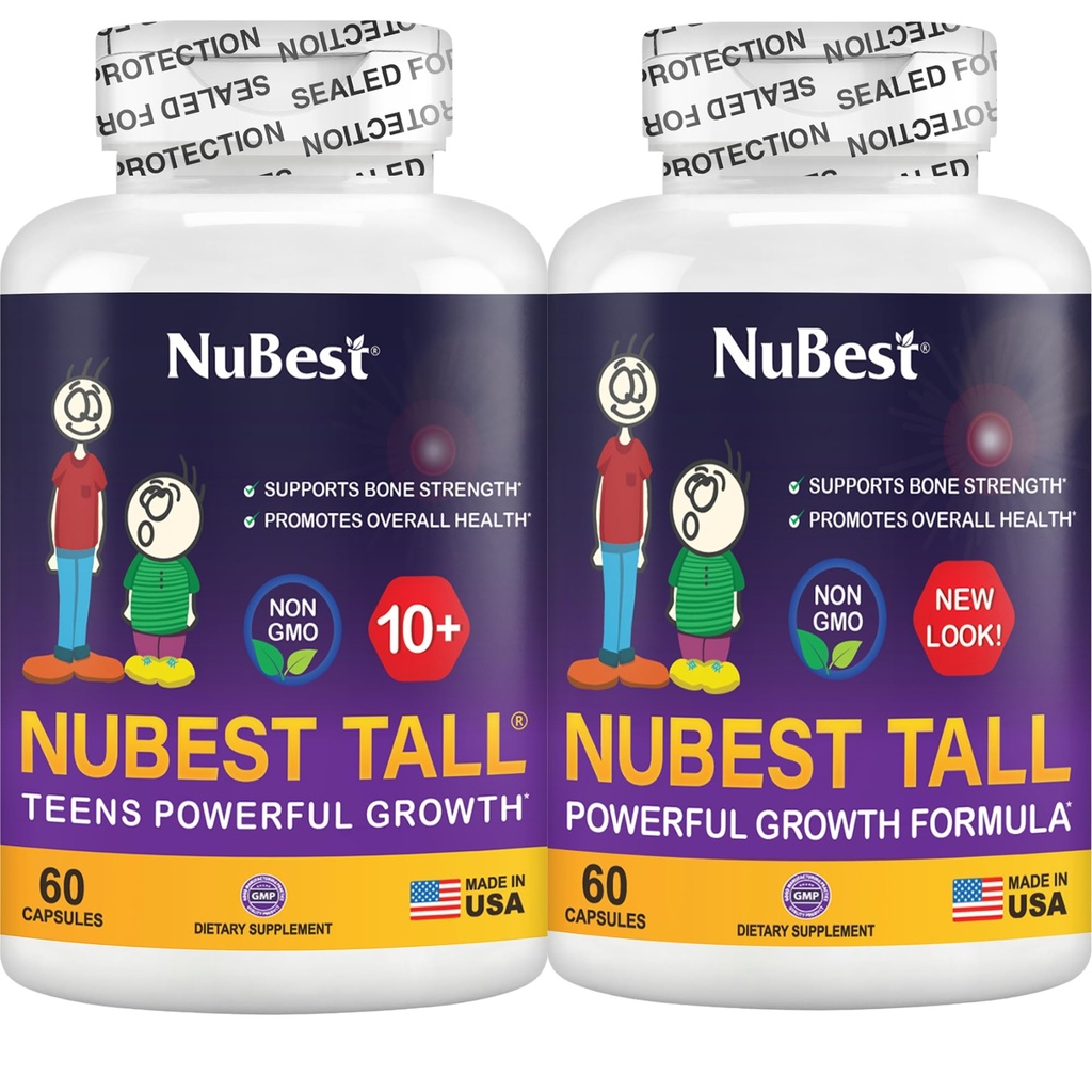 NuBest Bundle Tall 10 Tall | 어린이 및 청소년을위한 높이 성장 지원 | 칼슘, 비타민 D3 K2, 콜라겐 및 허브 | 뼈 강도, 초점 및 개발