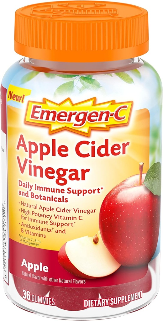 Emergen-C Apple Cider Vinegar 비타민 C Gummies, 면역 지원, Apple - 36 조사를 위한 규정식 보충교재