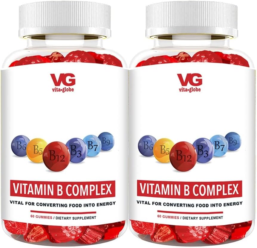 VITA GLOBE B Complex 거미 비타민 - 비타민 C, Niacin, B6, B12 및 에너지, 심장 건강 및 두뇌 지원을위한 바이오틴, 120 개 (패키지 2)