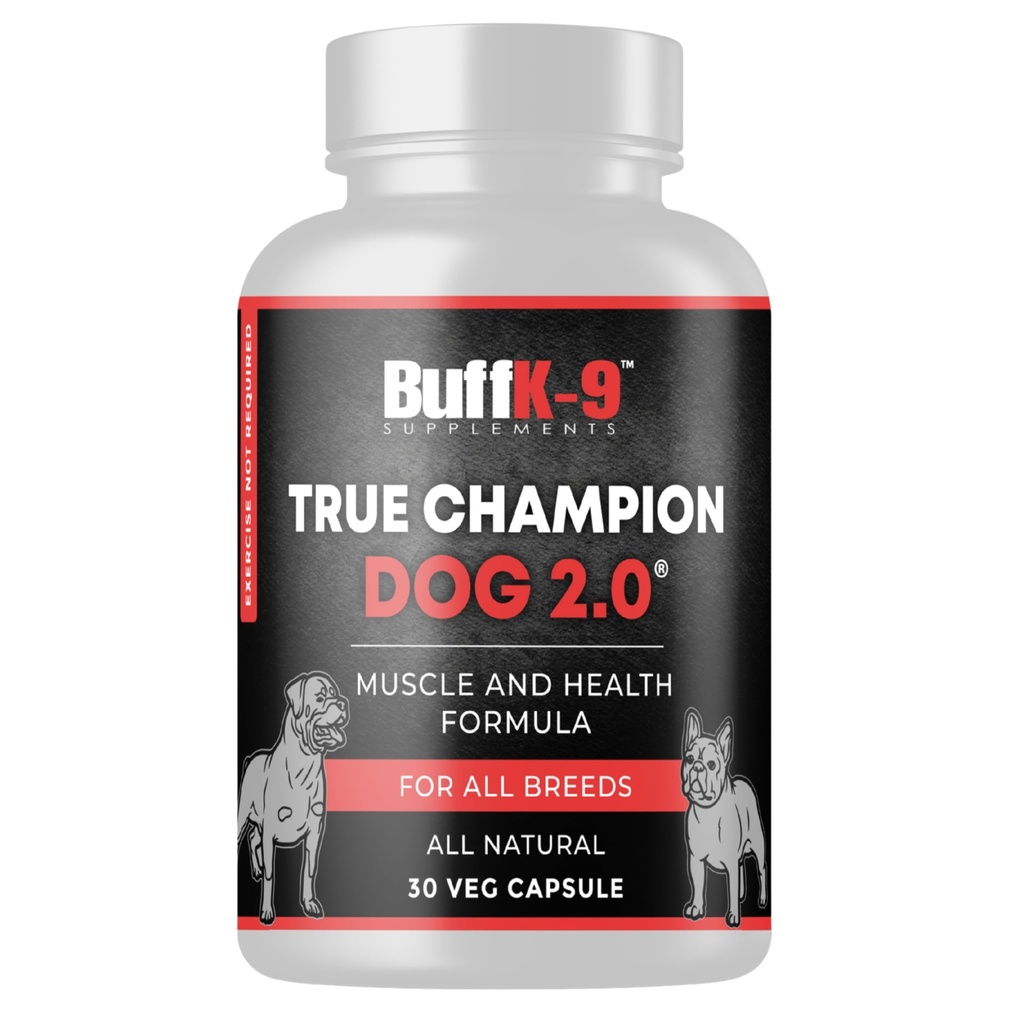 BuffK-9 진실한 챔피언 2.0 근육 건물 개를 위한 보충교재, 근육, 뼈 및 합동 지원을 위한 비타민 B6 B12 Ashwagandha Folate를 가진 Canine 지원 캡슐, 30 Veg 캡슐