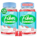 2 팩 - 성인을위한 섬유 Gummies, 설탕 무료 Probiotics & Prebiotic 섬유 Gummies, Inulin, Fos & Chicory 루트 - 일반, Digestion & Gut Health - Vegan, 글루텐 무료, 120 조사