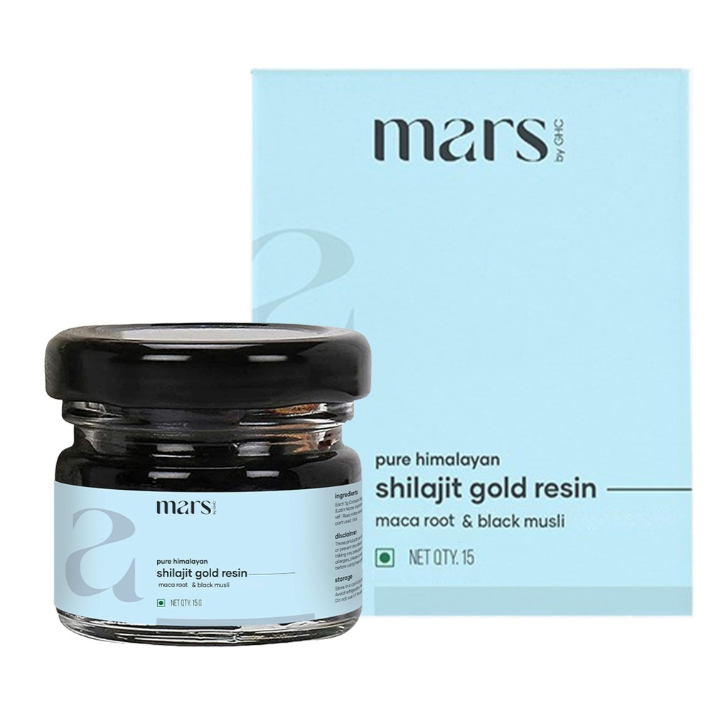 Mars Pure Himalayan Shilajit Gold (Resin) | 고위 히말라야의 프리미엄 유기농 Shilajit | 천연 에너지, 강도 및 체력 부스터 | 전체 웰빙용 수지 -15 g (Pack of 1)