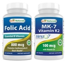 D3를 가진 제일 자연적인 Folic 산 800 mcg & 비타민 K2 (MK7)