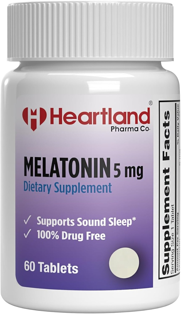 Melatonin 5mg |Sleep Aid 알약 | 천연 수면 지원 | 100 % Drug Free Sleep Aid Supplement | Non-Habit Forming | 미국 제조 | 60 Count