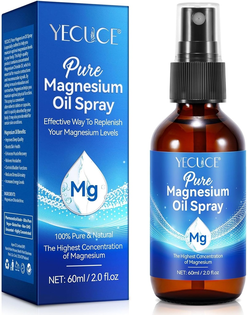 마그네슘 기름 살포, 발을 위한 마그네슘 기름, 순수한 마그네슘 기름 살포 2 Fl.Oz, 100% 순수한 & 자연적인 마그네슘 몸 살포, 화제 마그네슘 살포, 자연적인 탈취제, 쉬운 흡수하고 사용