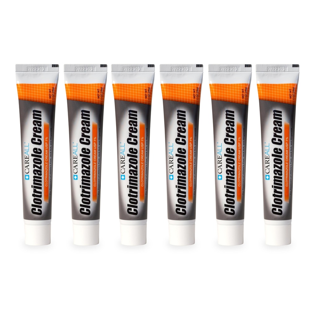 CareAll Clotrimazole 항진균성 크림 1 % USP 1.0 oz. (6 팩), 대부분의 Athlete의 발, Jock Itch 및 Ringworm, Sooths 및 Relieves Itching, Burning 및 Cracking이 조건에서 치료