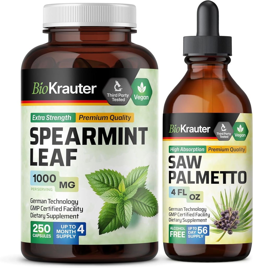 BIO KRAUTER Spearmint 250 캡슐 & 톱 팔로토 Tincture 4 Fl. Oz.