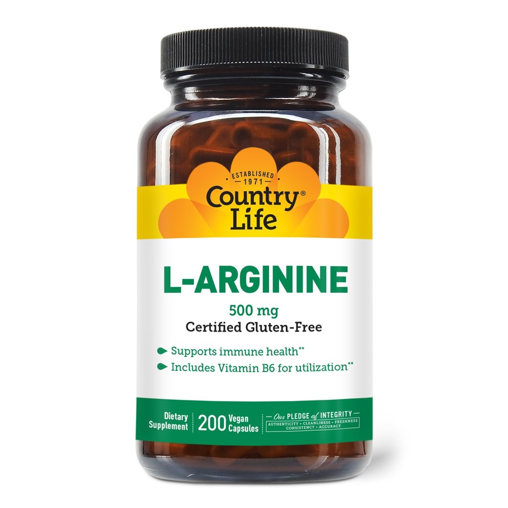비타민 B-6, 500mg, 200 Vegan 캡슐을 가진 국가 생활 L 아르기닌 모자는, 증명한 글루텐 해방합니다