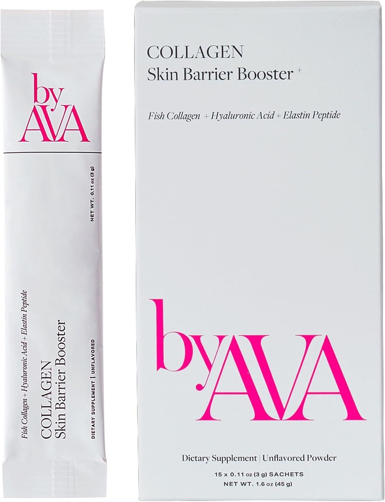 byAVA 해병 교원질 분말 피부 장벽 승압기 | Elastin, Hyaluronic 산, Biotin & 비타민 C를 가진 Unflavored 물고기 교원질 펩티드 | 15 여행 지팡이 소포
