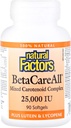자연적인 요인, BetaCareAll 25,000 IU, 건강한 피부를 위한 비타민 A, 시각 및 면역 기능, 90 Softgels
