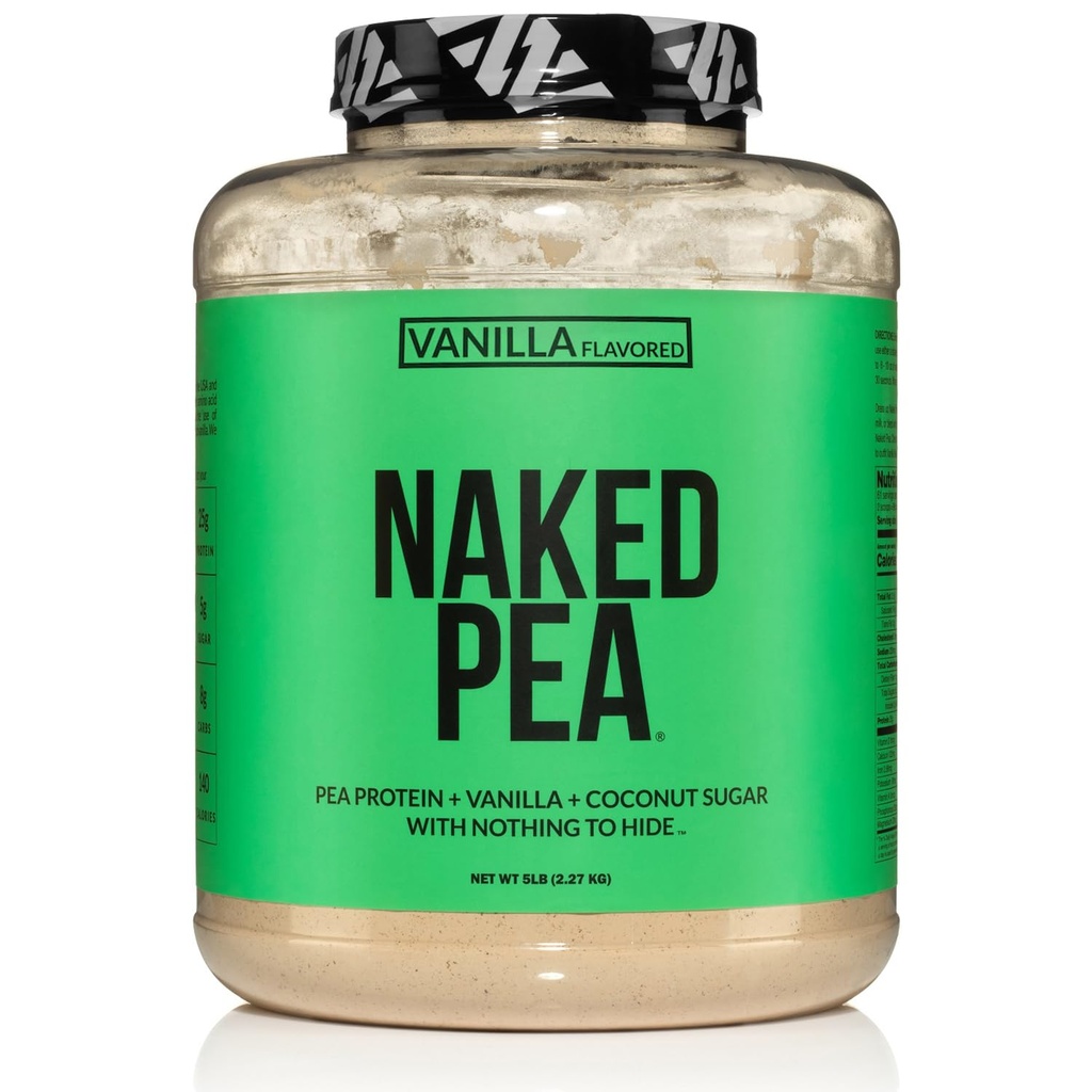 NAKED Pea - Vanilla Pea Protein - 북미 농장에서 완두 단백질 - 5lb 벌크, 공장 기반, 채식 및 채식 단백질. Digest, Non-GMO, 글루텐 무료, Lactose 무료, Soy 무료