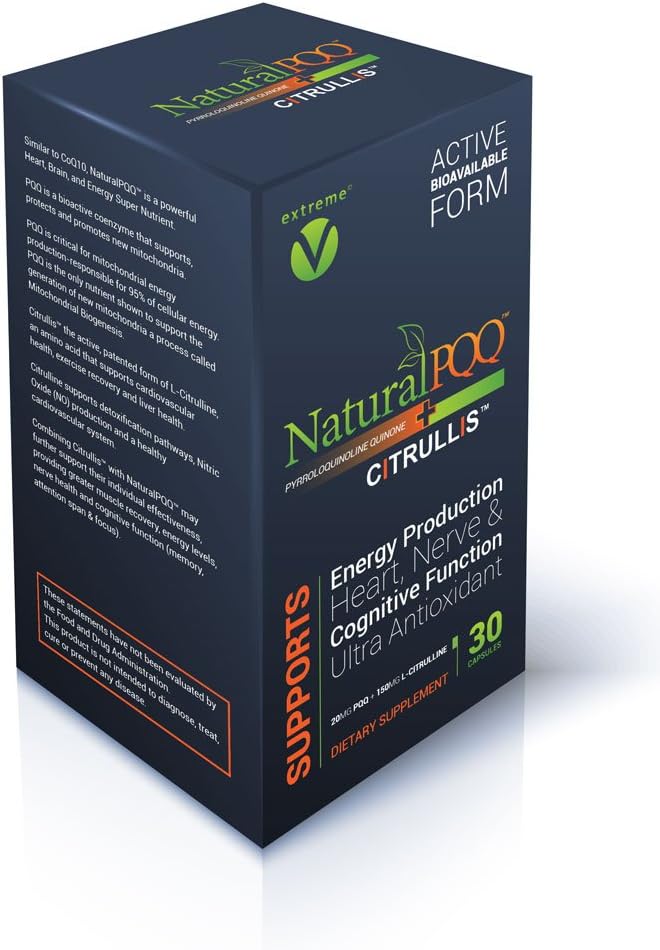 NaturalPQQ - Mitochondrial Energy Nitric Oxide Booster - 확장 에너지를위한 Citrullis. 20mg (Pyrroloquinoline Quinone)