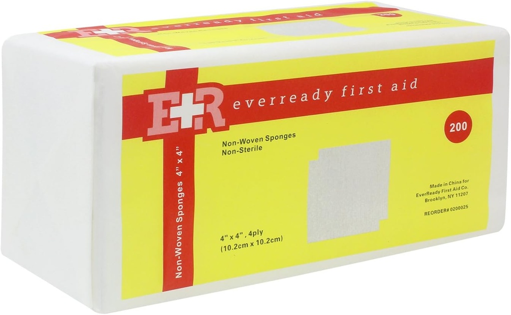 Ever Ready First Aid Non-Woven Sponges, 4" x 4", 4 Ply - 200 카운트